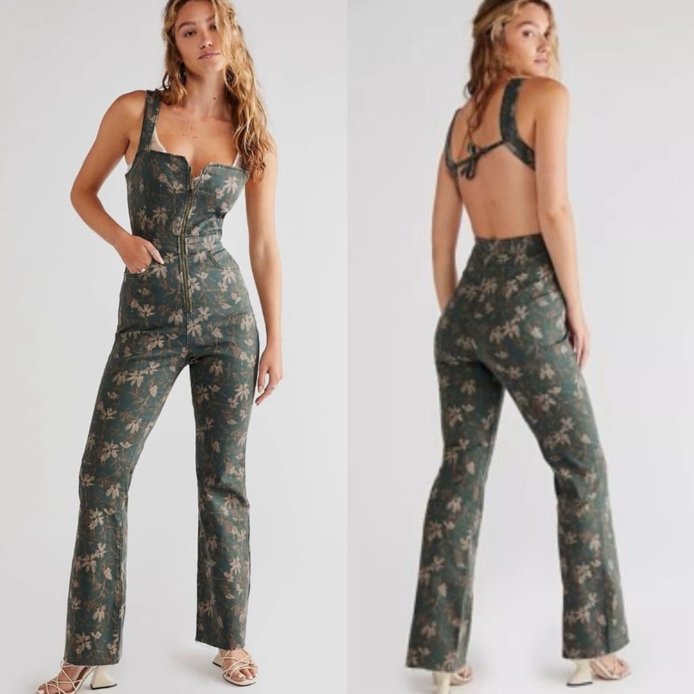 NWT Free People We the Free CRVY 2nd Ave Printed One Piece Jumpsuit Size 12